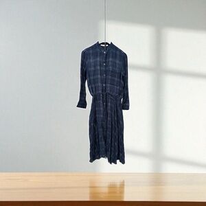 Zara Blue Long Sleeve Mandarin Collar Dress